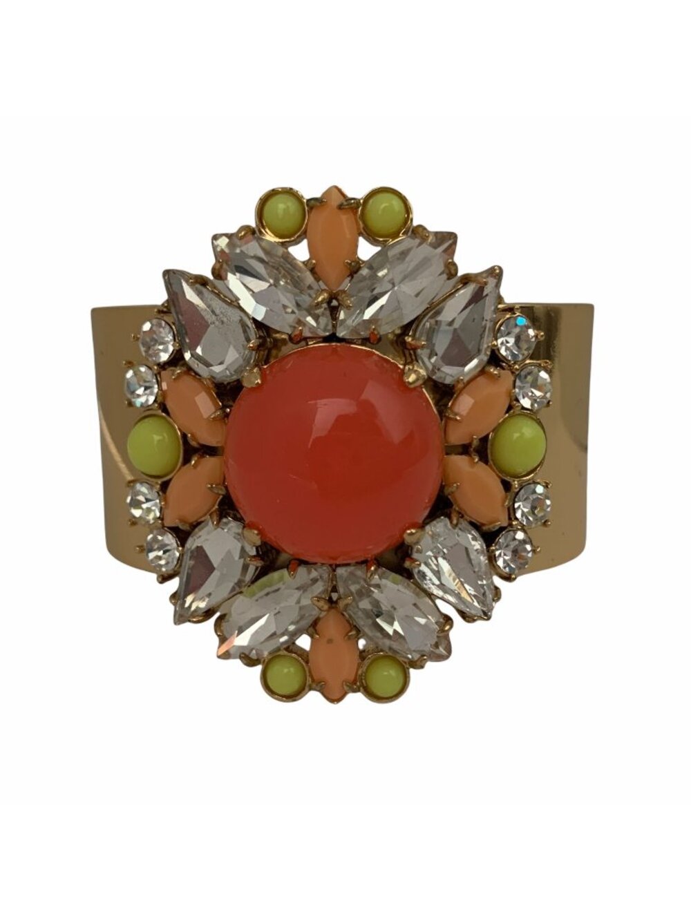 Juicy Couture Gold Cuff Rhinestone Flower Statement Bracelet